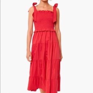 Tuckernuck Red Smocked Maxi Dress Small